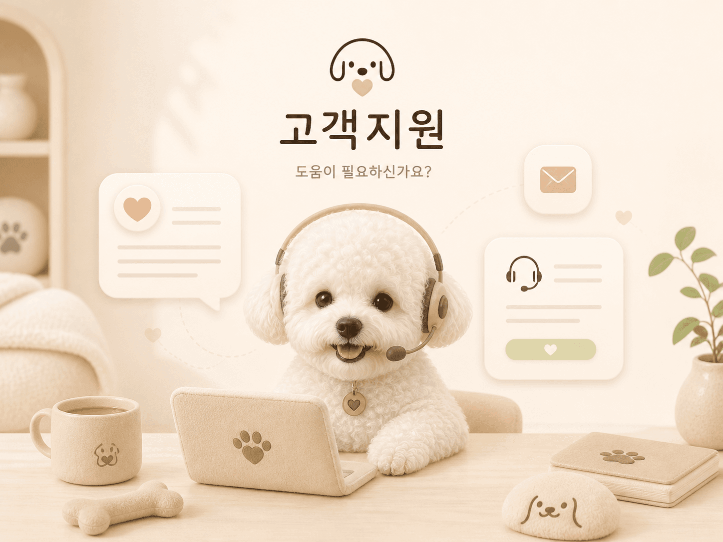 몽그르 고객지원 강아지 일러스트